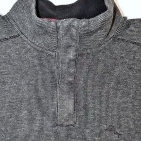 Tommy Bahama Men's | Cotton Quarter Zip Pullover Sweatshirt Black Gray | Medium - Picture 7 of 12